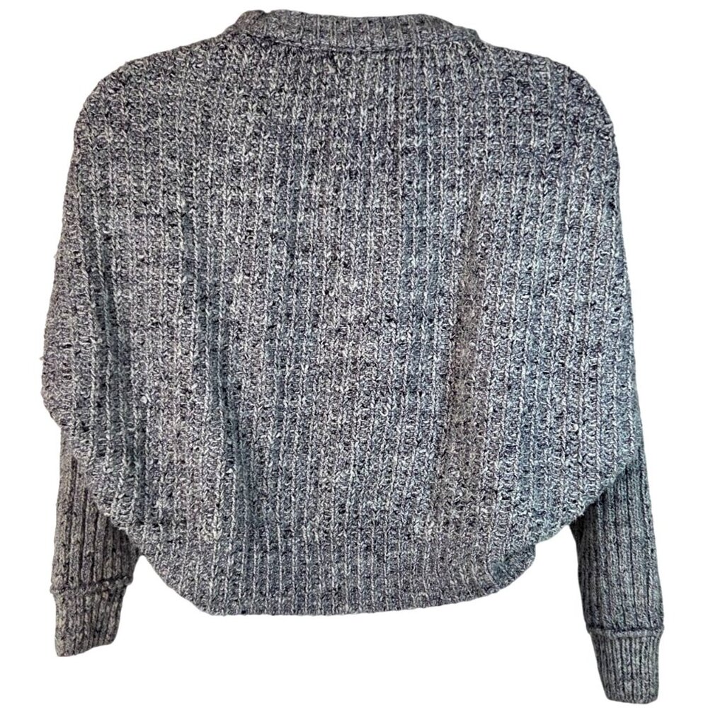Free People Gray Chunky Cable Knit Cropped  Sweater Dolman Sleeves  XS - Picture 3 of 7